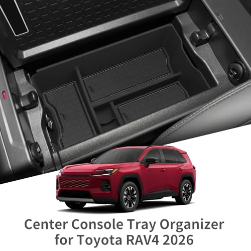 Center Console Organizer for Toyota RAV4 2026 Central Control Armrest Storage Box Insert Tray ABS Interior Auto Accessories Black (26RAV4 BOX)