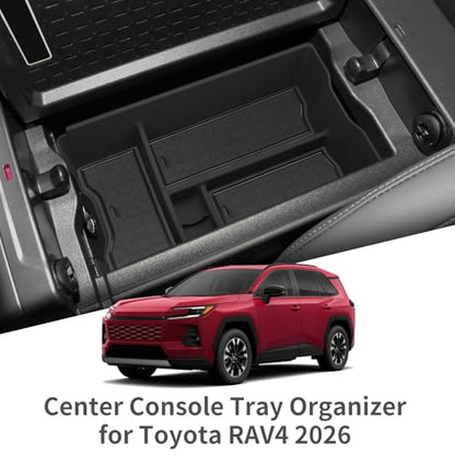 Center Console Organizer for Toyota RAV4 2026 Central Control Armrest Storage Box Insert Tray ABS Interior Auto Accessories Black (26RAV4 BOX)