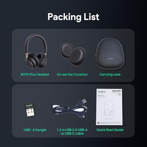 BH76 Plus Bluetooth Headset (Black / BH76 Plus USB-A)
