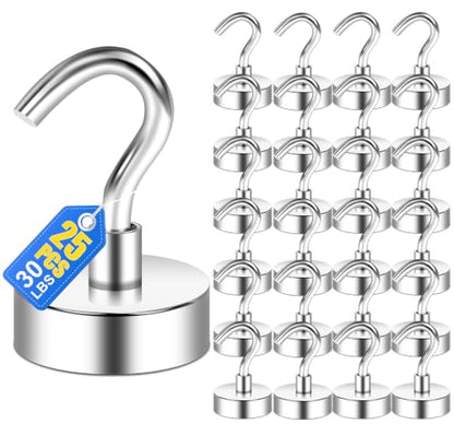 Magnetic Hooks 25P Magnet Hook for Cruise Cabins 30LBS Essentials (Silver / 0.63in)