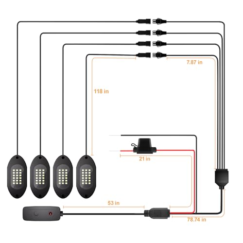 Pure White Rock Lights for UTV ATV with Switch 4 Pods 6000K (Pure White / 4 Pods)