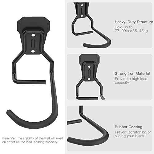Bike Wall Mount with Fixed Hook (4 Pack / Type L)