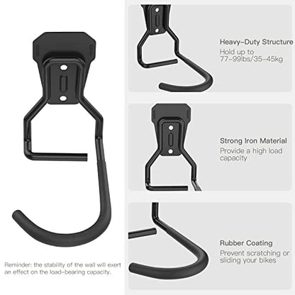Bike Wall Mount with Fixed Hook (2 Pack / Type L)