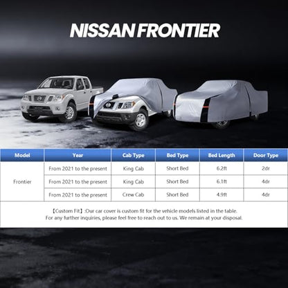 Multi Layer Nissan Frontier Truck Cover (W.Fit Frontier(2021-2026) King Cab SB / White Truck Cover)