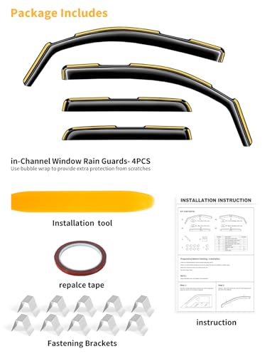 in Channel Window Rain Guards for 2016 (Fit for 2016-2023 Toyota Tacoma Double Cab)