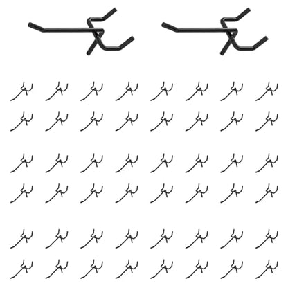 50Pcs 2" 5CM Pegboard Hooks Assortment Set (2 Inches / Black)