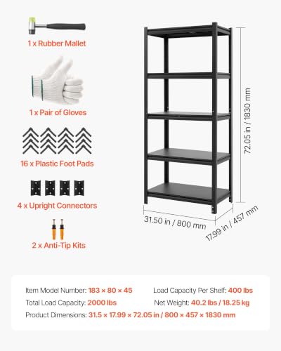 Storage Shelves (18" D x 31.5" W x 72" H)