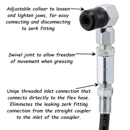90 Degree Grease Gun Coupler (Threaded Inlet)