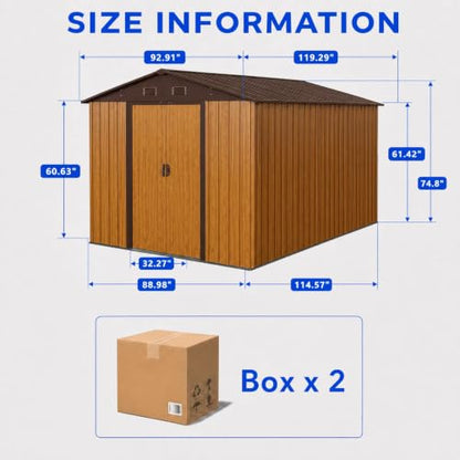 8x10 FT Outdoor Storage Shed (8x10 FT/No Window / Coffee)