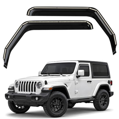 Window Deflectors Smoke Tinted in (For Wrangler JL 18-26)