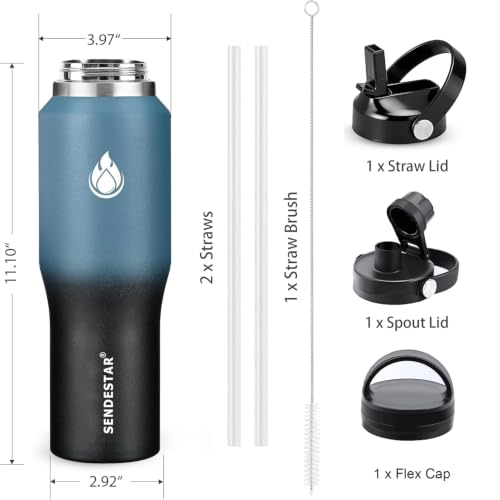 40oz Stainless Steel Water Bottle (Dark blue&Balck / 40 Ounces)