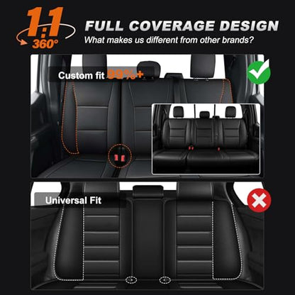 Custom Fit Seat Covers for Ford F150 2015 (Black / 2015-2026 F150 SuperCrew Cab, Full Set)