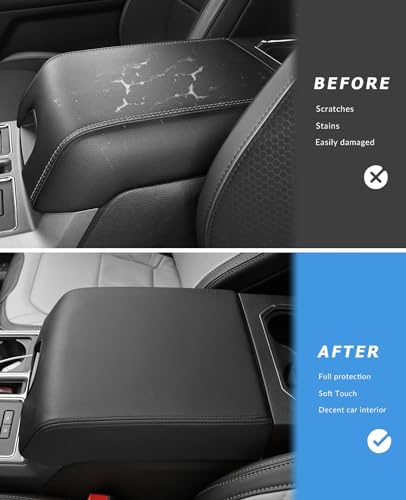 Center Console Cover for Ford F150 Accessories 2015 (black stitches / 2015-2020)