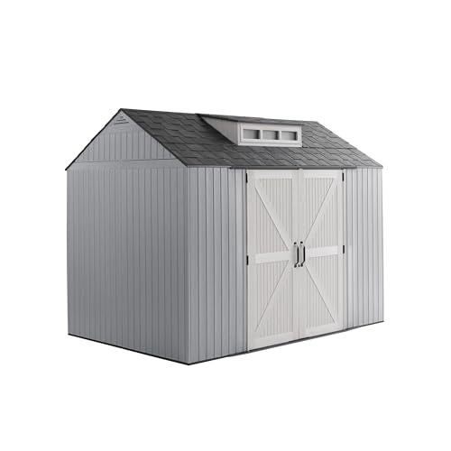 Extra Large Resin Outdoor Storage Shed With Floor (7'x10' / Gray)