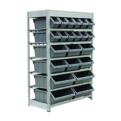 Bin Rack Storage System Heavy Duty Steel Rack Organizer Shelving Unit w (6 Tiers - 22 Bins)