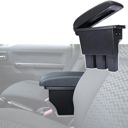 Armrest Box Center Console Arm Rest Seat Storage Box for Suzuki Jimny 2019 (Black-B Black Line)