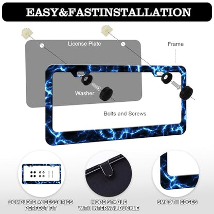 Blue Lightning License Plate Frames (Cool Thunder)