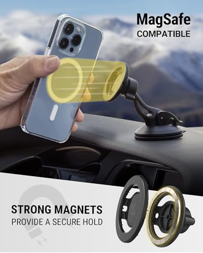 MagicMount™ SMSWD Magnetic Phone Holder for Car Dashboard (Window / Dash Suction / 1 Pack / Black)