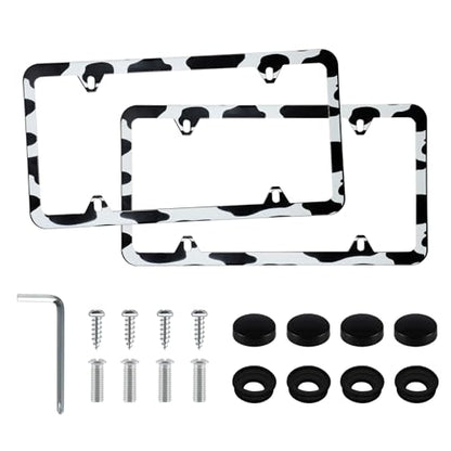 4 Holes Stainless Steel License Plate Frames (Cow Spot)