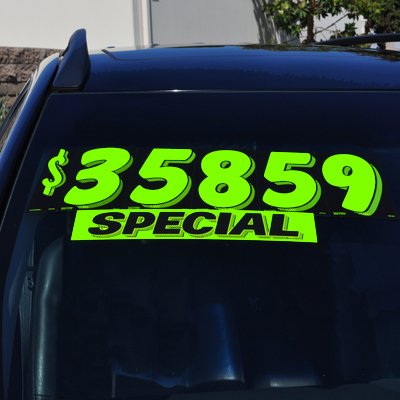 Ez line Vinyl Windshield Stickers 3 Dozen 15 Inch Chartreuse Slogan Dealership Pro Pack for Car Lots (EZ115-Pack9)