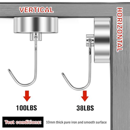 6 Pack Silver Magnet Hooks (Silver / 1.26in)