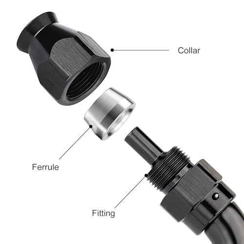4AN 60 Degree PTFE One Piece Full Flow End Hose Fitting Aluminum Black (4AN / 60 Degree)