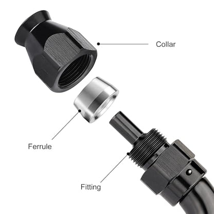 4AN 60 Degree PTFE One Piece Full Flow End Hose Fitting Aluminum Black (4AN / 60 Degree)