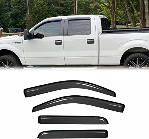 Window Visors Rain Guards for 2009 (09-14 SuperCrew (Crew) Cab (Dark Smoke))