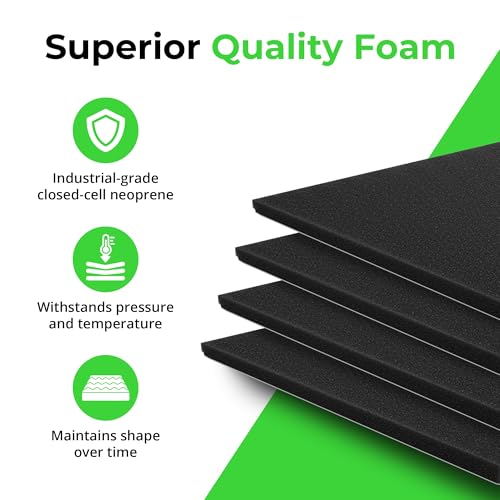 4 Pack 12" x 12" x 1 (12" x 12" x 1/4" / Black)