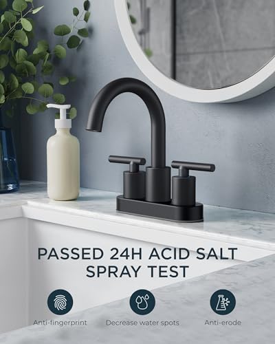 4 Inch Centerset Bathroom Faucet Black 2 Hole (Matte Black)