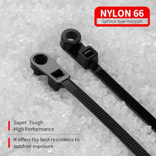 1000 PCS 14 inch Black Zip Ties with Screw Hole 70lbs Mountable head Cable Ties Straps Multipurpose Heavy Duty Nylon Cable Zip Ties with Screw Mounting Hole (Black / 14 Inch (1000PCS))