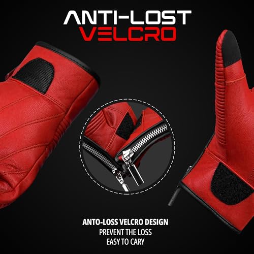 Motorcycle Gloves (Red/Zip / Medium)