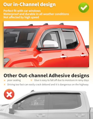 Window Visors Rain Guards for Toyota Tacoma Double Cab 2024 (Fit for 2024-2026 Tacoma Double Cab)