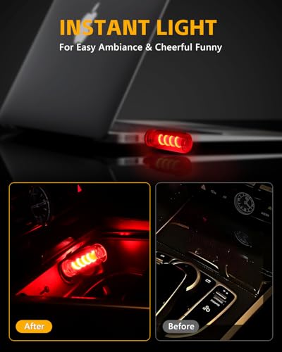 2PCS [Retro Playful Style] USB Lights for Car (Red(Spiral) / Clear Glass)