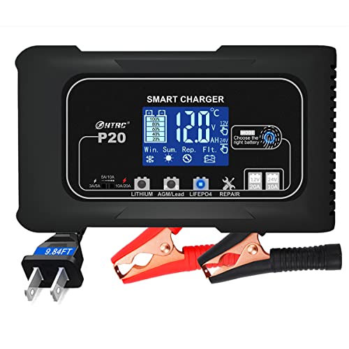 20Amp 12 24V Smart Car Battery Charger Fully Automatic Maintainer (20 Amp Lithium Battery Charger)