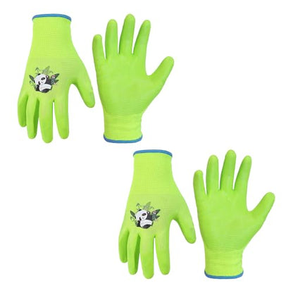 2 Pairs Kids Gardening Gloves (Green (Pack of 2) / Medium (Age 4-5))