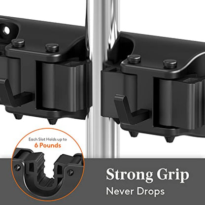 Mop and Broom Holder Organizer Wall Hanging Mount (Black)