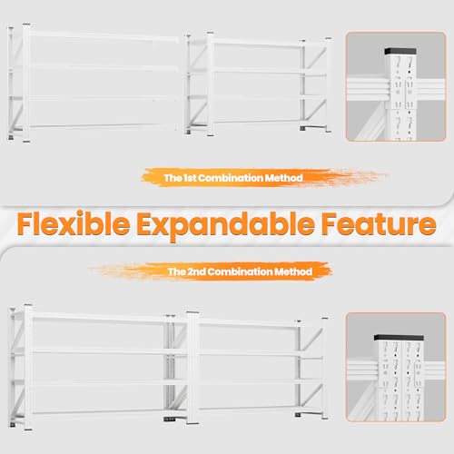 60” Wide Heavy Duty Metal Garage Shelving (White / 60"Wx24"Dx70" H)