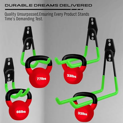 15 Piece Garage Wall Hooks with 3 Extension Straps (15-Pack Hooks + 3 Straps（green）)
