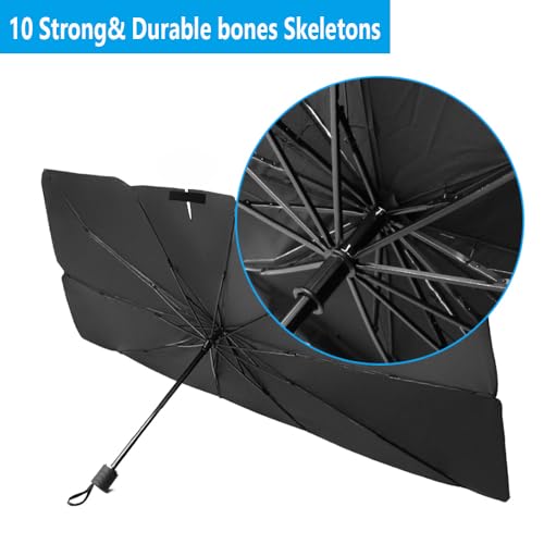 Windshield Sun Shade 2025 Car Accessories 100% Blackout Car Front Windsow Shades Umbrella Automotive Sun Visor Block Heat Insulation Protection (Red)