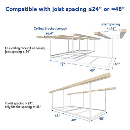 4x8 Overhead Garage Storage Rack (White)