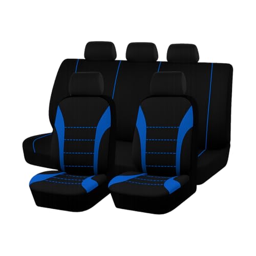 Polyester Full Car Seat Cover Set with Sponge Padding (Blue/Black)