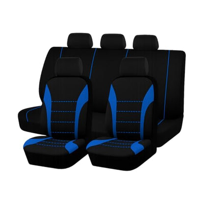 Polyester Full Car Seat Cover Set with Sponge Padding (Blue/Black)