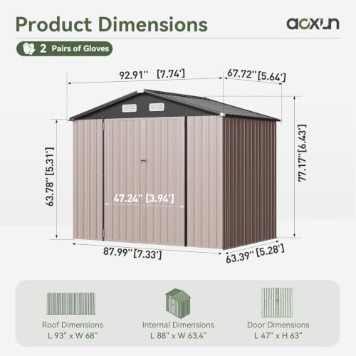 8x6 FT Shed Outdoor Storage Shed (Brown / 8'x6')
