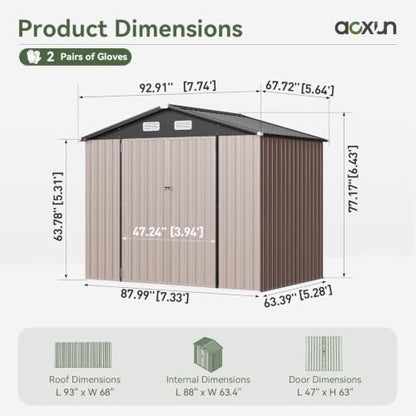 8x6 FT Shed Outdoor Storage Shed (Brown / 8'x6')
