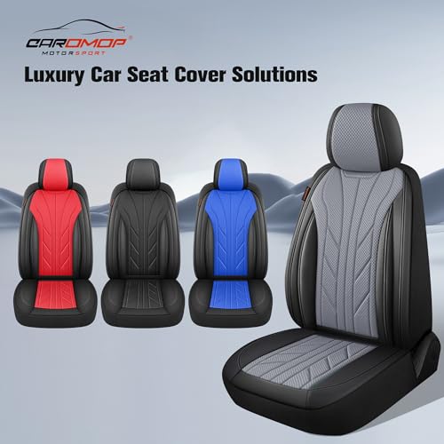 Luxury Faux Leather&Fabric Car Seat Covers Full Set with Breathable 3D Foam Back Support