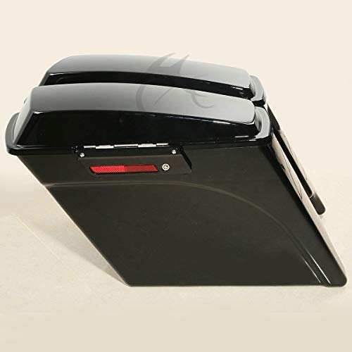 Motorcycle 5" Stretched Saddlebags with Black Conversion Brackets Fit For Harley Softail Deluxe Heritage Softail 1984 (Vivid Black W/ Black Latches)