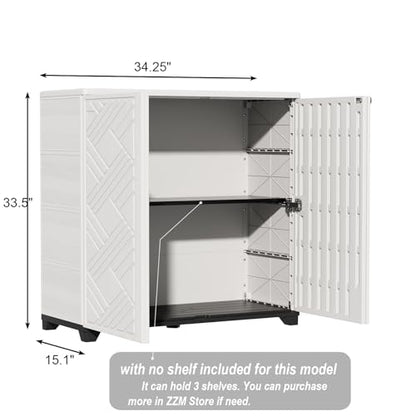 Indoor Outdoor Storage Cabinet Waterproof (Cabinet, White)
