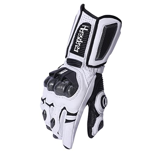 Unisex Leather Motorcycle Touch Gloves KM045 White (XX-Large / White/Black)