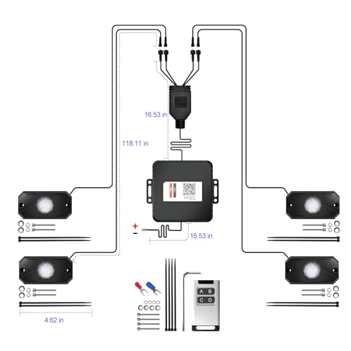 RGB LED Rock Lights Kit 4 Pods (4 Pods / RGB 3LED)